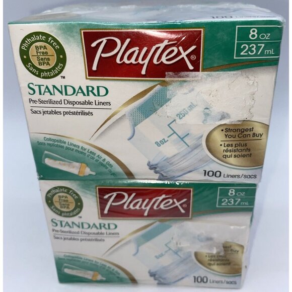 200 Playtex Standard Baby Bottle Pre-Sterilized Disposable Liners 8 oz Sealed - Picture 2 of 11